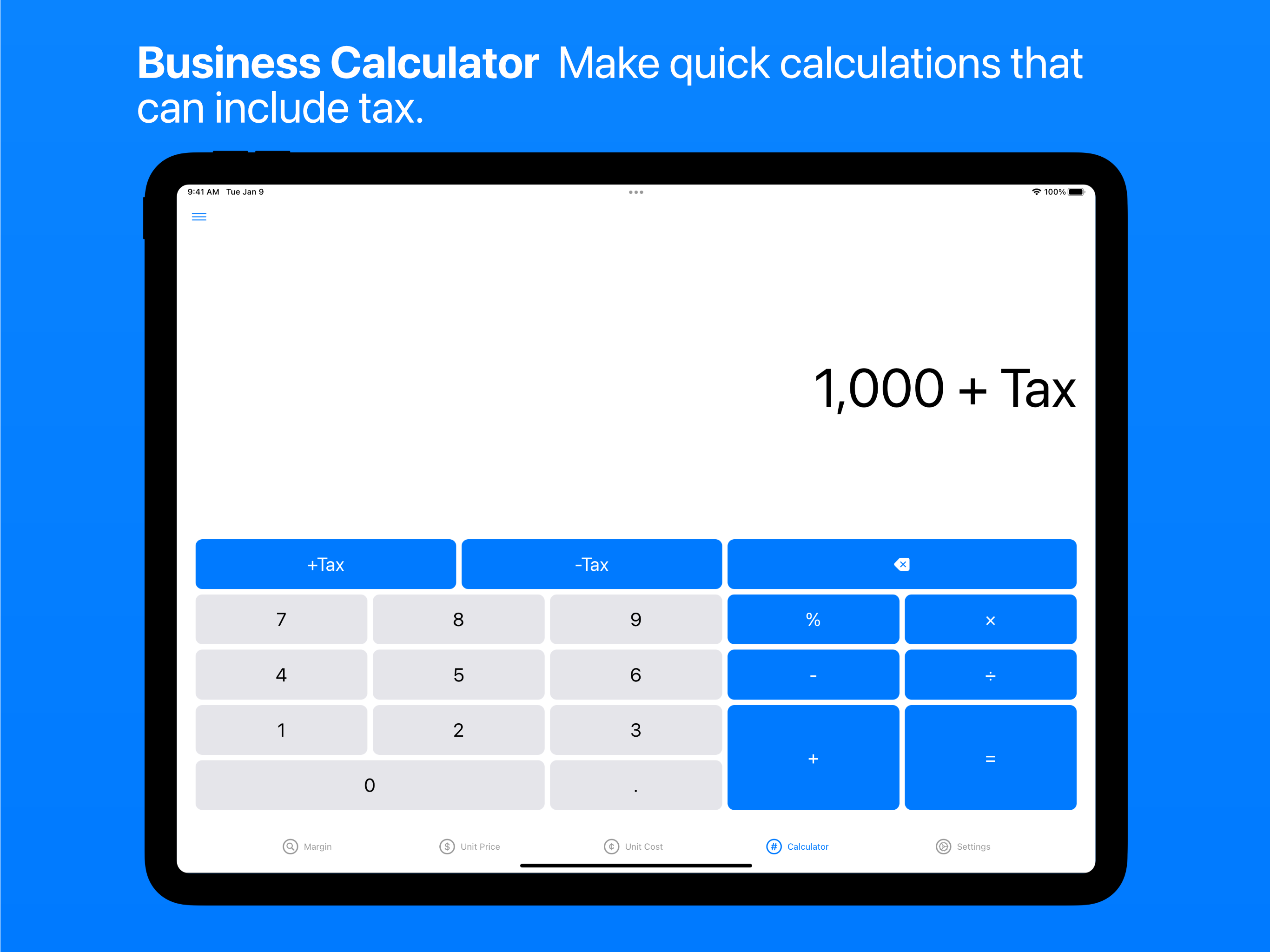 Business Calculator on iPad